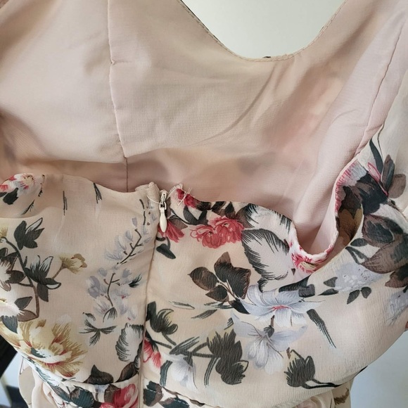 Floral Blush Halter Tie Midi Dress - Picture 4 of 7